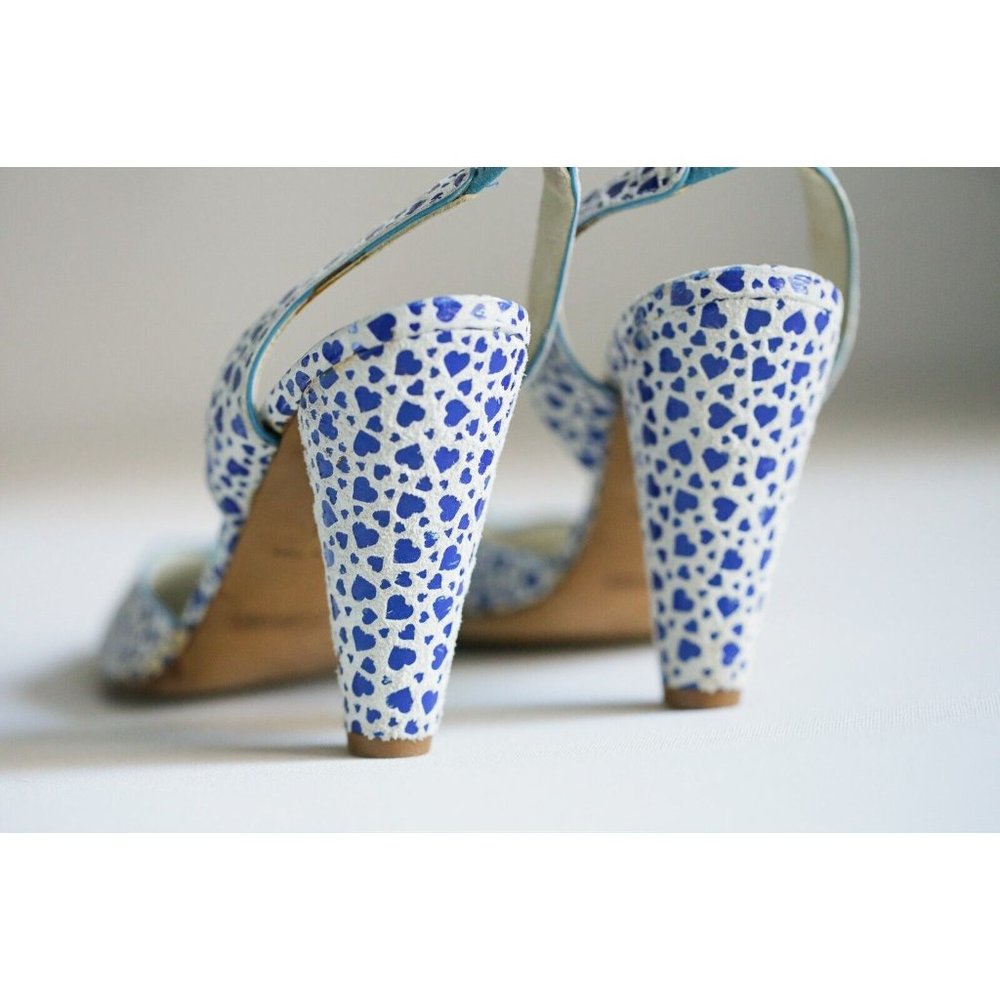 Marc Jacobs Blue Heart Print Slingback Heels 6M - Picture 7 of 10